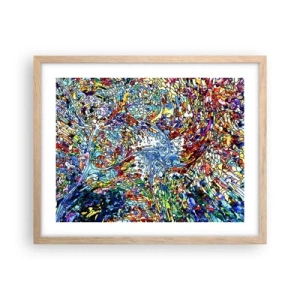 Poster in light oak frame - Stained Glass with Drops - 50x40 cm