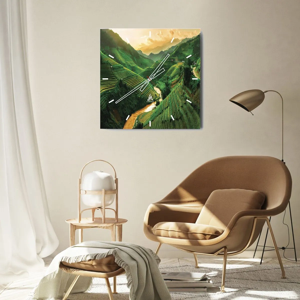 Wall clock - Clock on glass - Vietnamese Valley - 30x30 cm