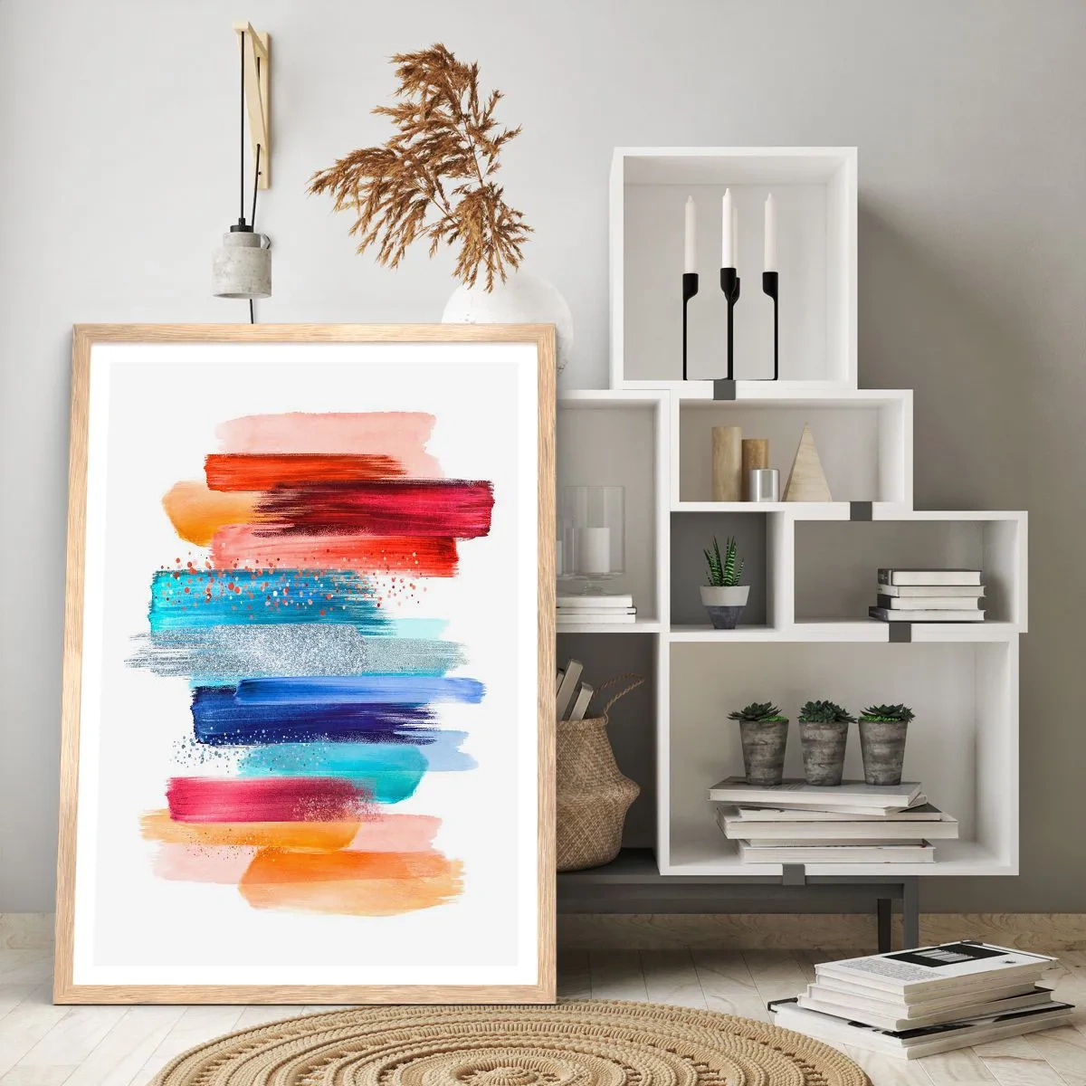 Poster in light oak frame - Up and Down - 40x50 cm