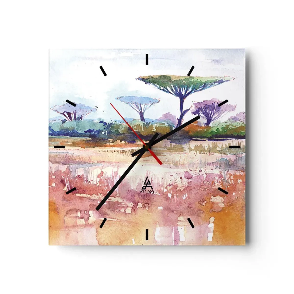 Wall clock - Clock on glass - Colour of Savannah - 30x30 cm