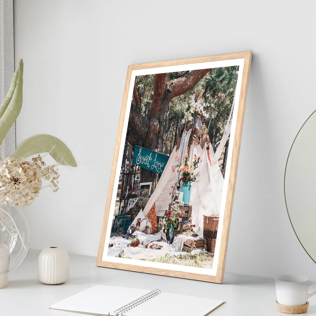 Poster in light oak frame - Make Love… - 70x100 cm