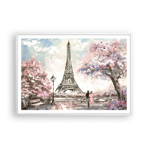Poster in white frmae - April Walk in Paris - 100x70 cm