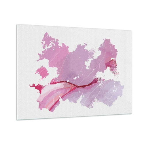 Glass picture - Map of a Pink World - 100x70 cm