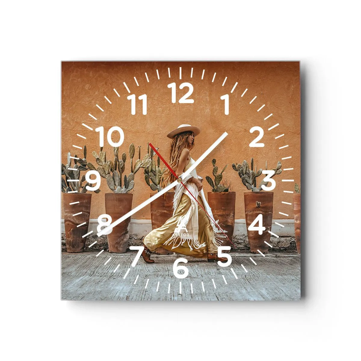 Wall clock - Clock on glass - Hippie Style - 30x30 cm