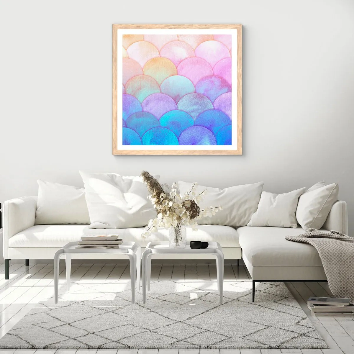 Poster in light oak frame - Pearl Scale - 30x30 cm