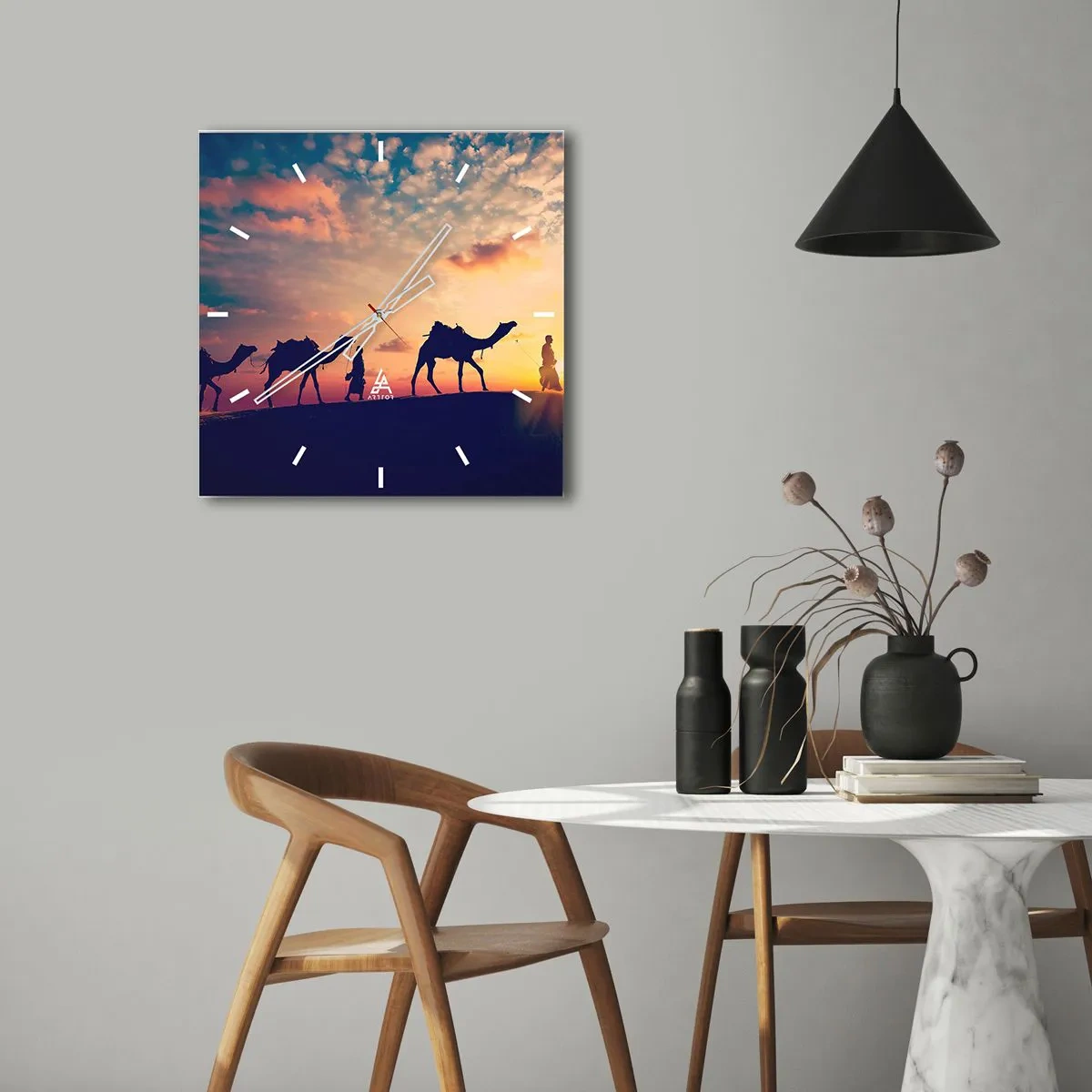 Wall clock - Clock on glass - Mysterious Spirit of the Orient - 40x40 cm