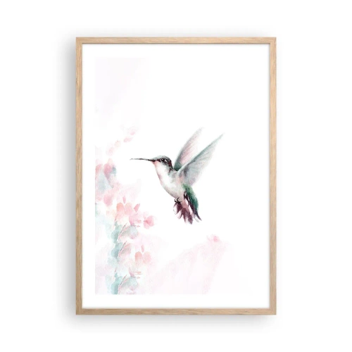 Poster in light oak frame - Stopped in Flutter - 50x70 cm