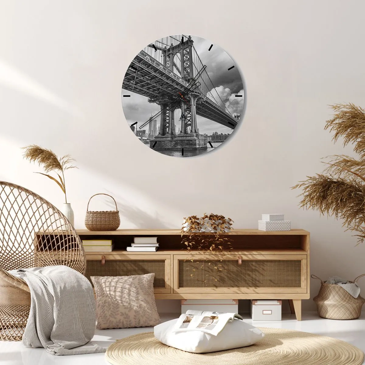 Wall clock - Clock on glass - To the Heart of a City - 30x30 cm