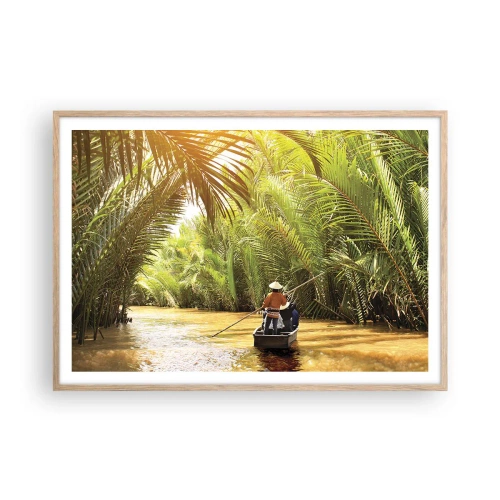 Poster in light oak frame - Through a Palm Ravine - 100x70 cm
