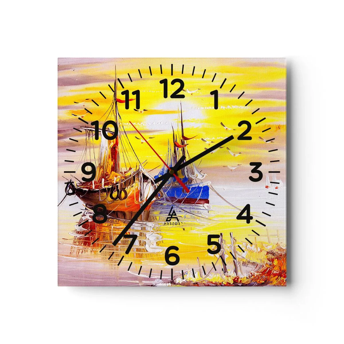 Wall clock - Clock on glass - Deserved Rest in Port - 40x40 cm