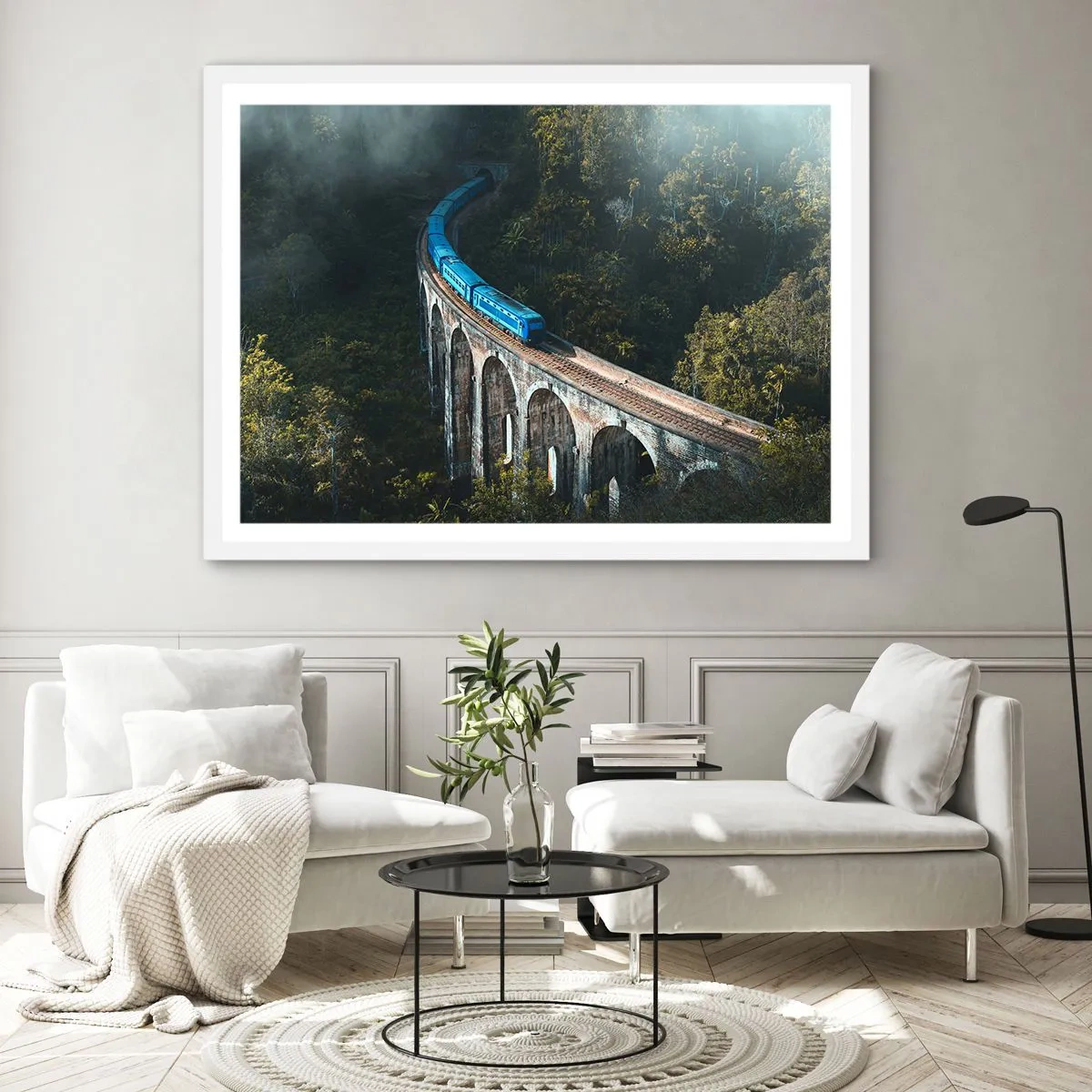 Poster in white frmae - Train through Nature - 100x70 cm