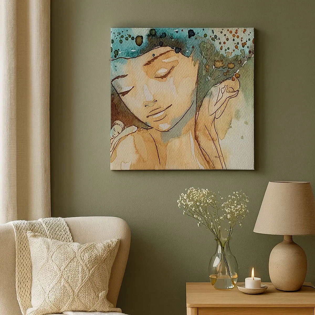 Canvas picture - Lady in Blue - 30x30 cm