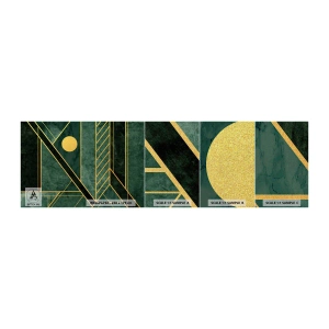 Photo Wallpaper Sample Premium Canvas - Dynamics of Gold and Azure - Abstraction, Piece, Geometric Pattern - 100x30 cm