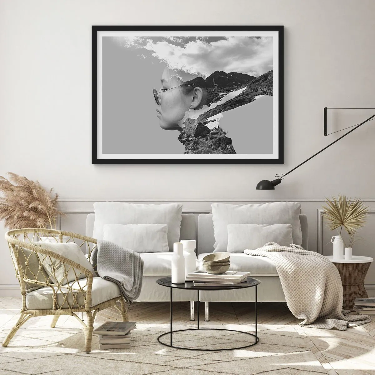 Poster in black frame - Cloudy Portrait - 70x50 cm