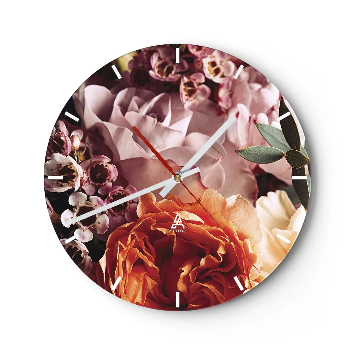 Wall clock - Clock on glass - Wrapped by Beauty - 40x40 cm