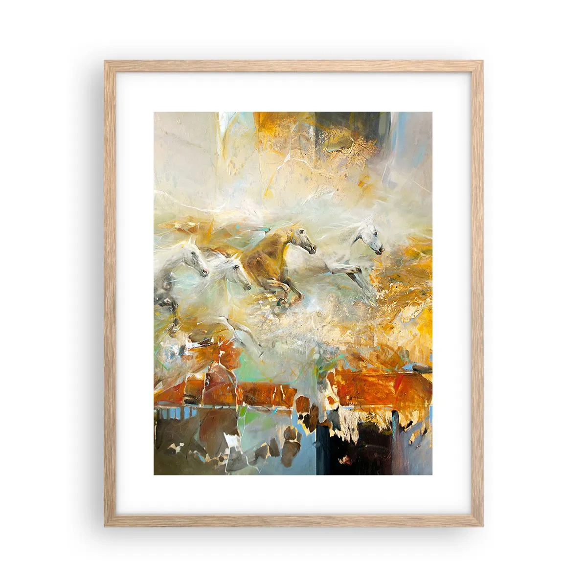 Poster in light oak frame - Gallopping through the World - 40x50 cm