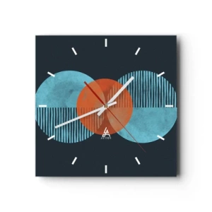 Wall clock - Clock on glass - Symmetrical Composition - 30x30 cm