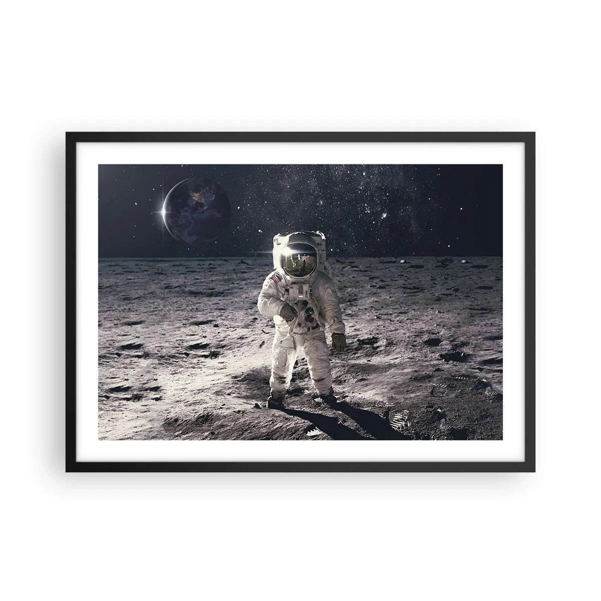 Poster in black frame - Greetings from the Moon - 70x50 cm