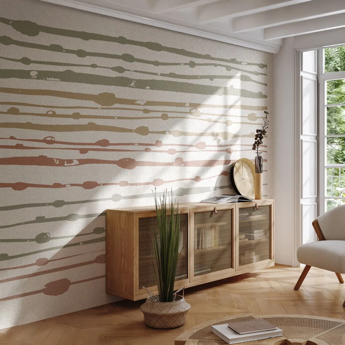 Photo Wallpaper Premium Sand - Musical Colour Notation - Minimalism, Pastel, Piece - 150x105 cm