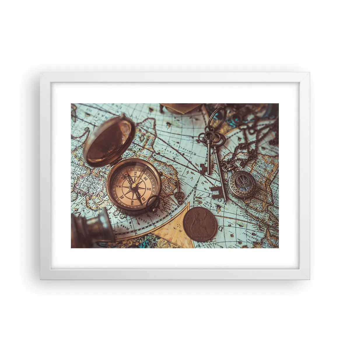 Poster in white frmae - For Adventurers - 40x30 cm