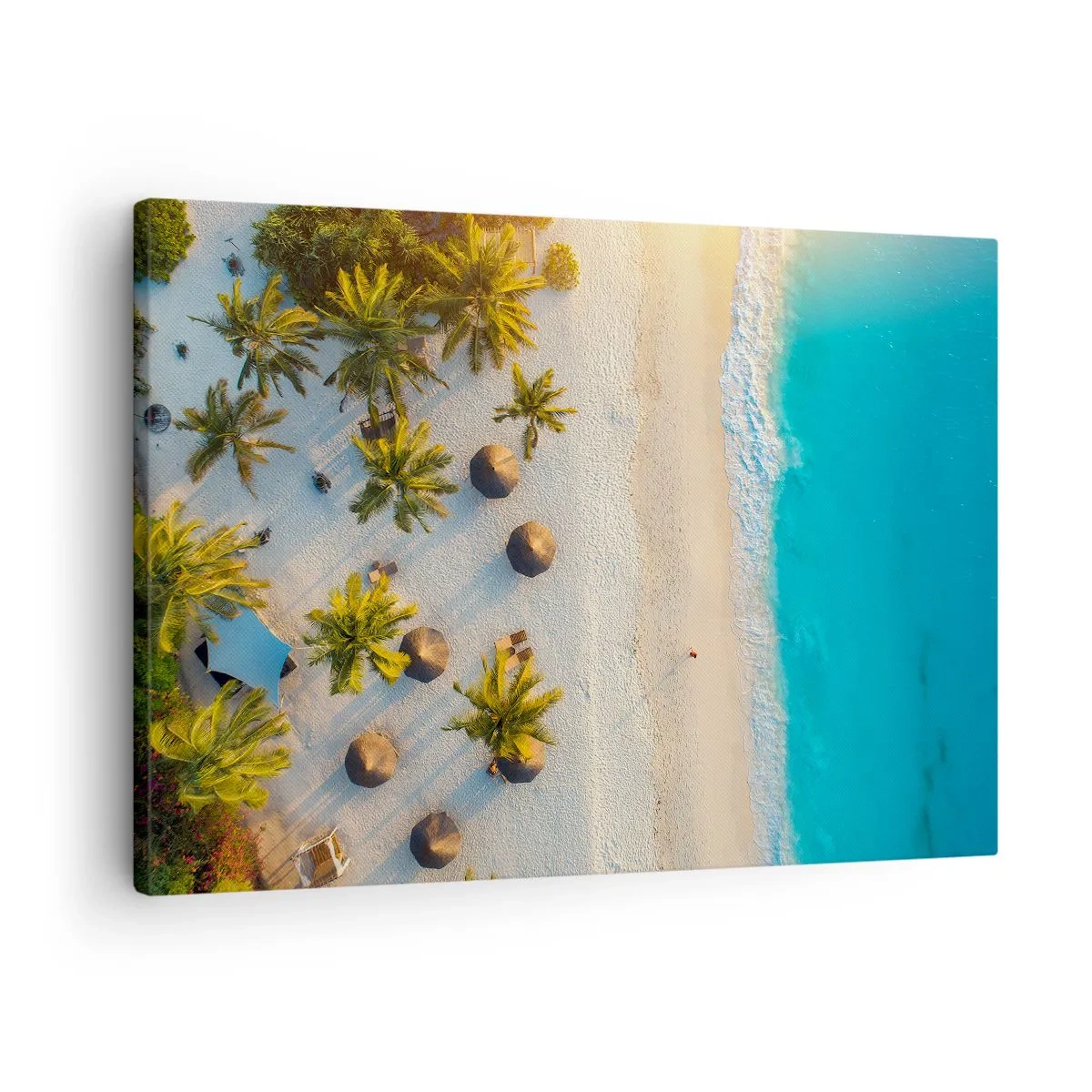 Canvas picture - View of a tropical beach with palm trees and a turquoise sea - 70x50cm - Welcome to Paradise - Modern wall decoration for the living room and bedroom ARTTOR