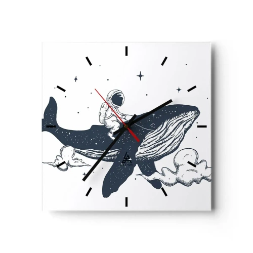 Wall clock - Clock on glass - Space Adventure - 40x40 cm