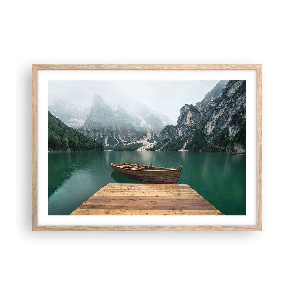 Poster in light oak frame - Boat Found Solitude - 70x50 cm