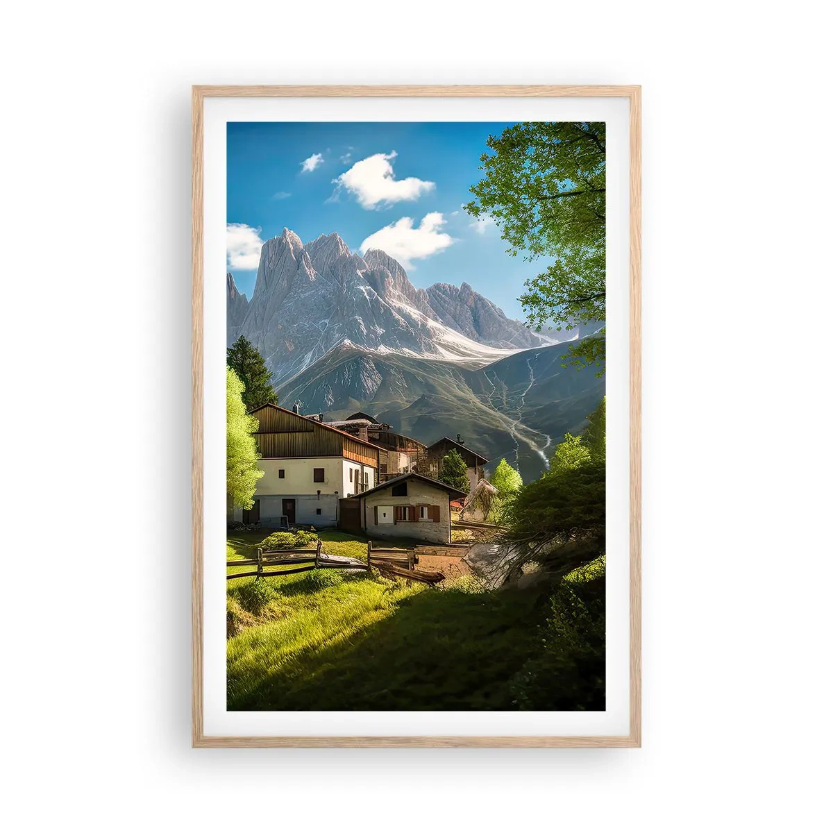 Poster in light oak frame - Alpine Idyll - 61x91 cm