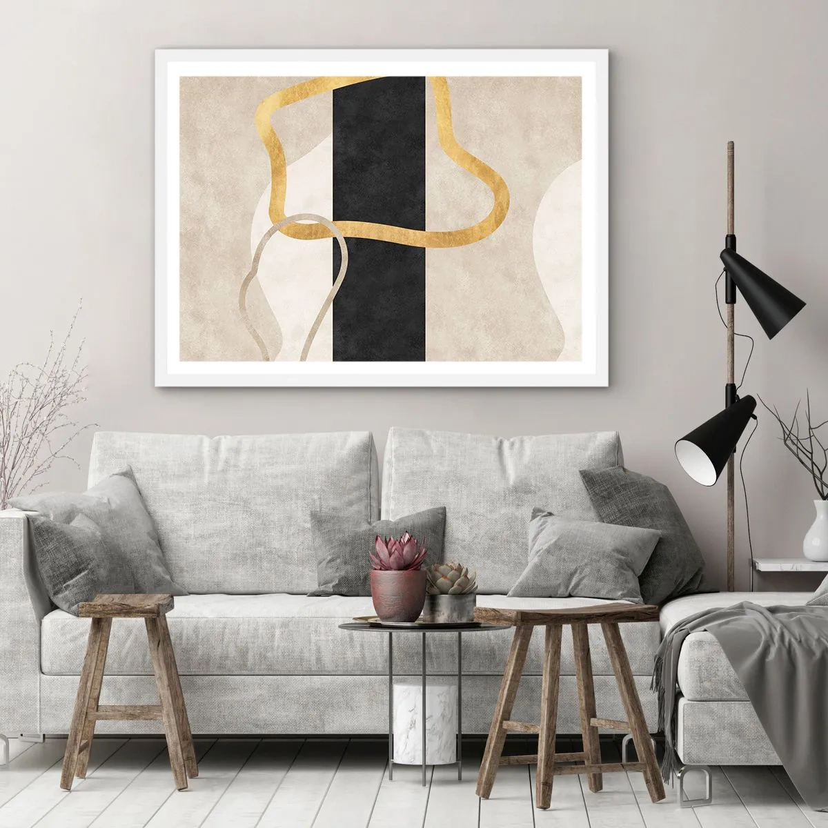 Poster in white frmae - Shapes in Loops - 50x40 cm