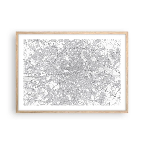 Poster in light oak frame - Map of London Maze - 70x50 cm