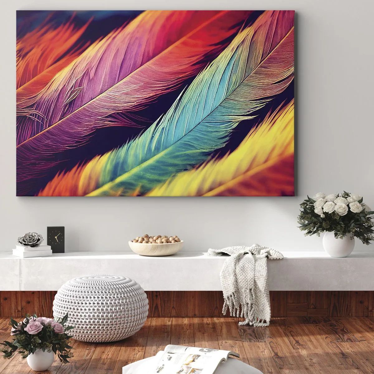 Canvas picture - Feathered Rainbow - 100x70 cm