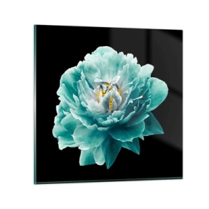 Glass picture - Blue and Gold Petals - 40x40 cm