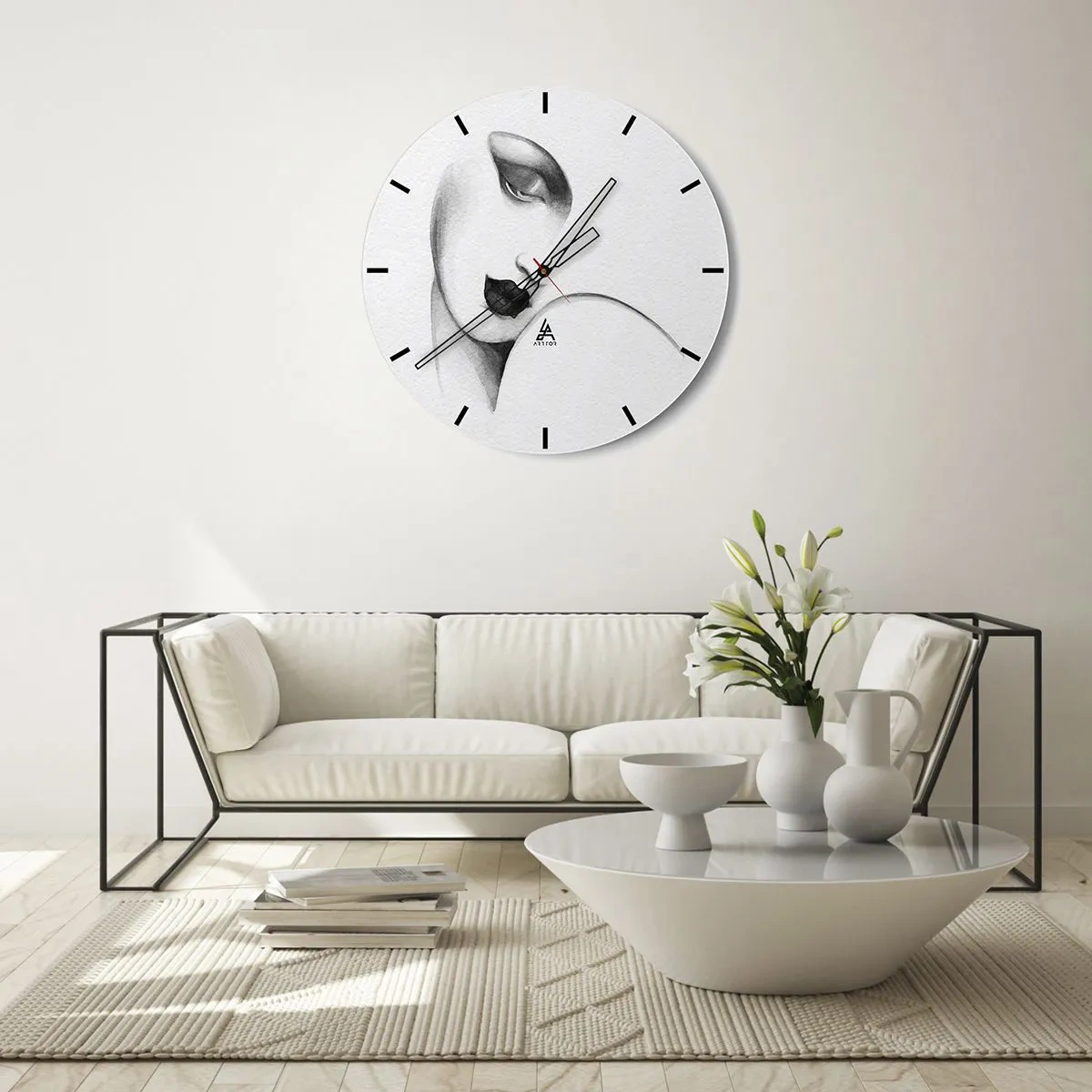 Wall clock - Clock on glass - Lempicka Style - 40x40 cm
