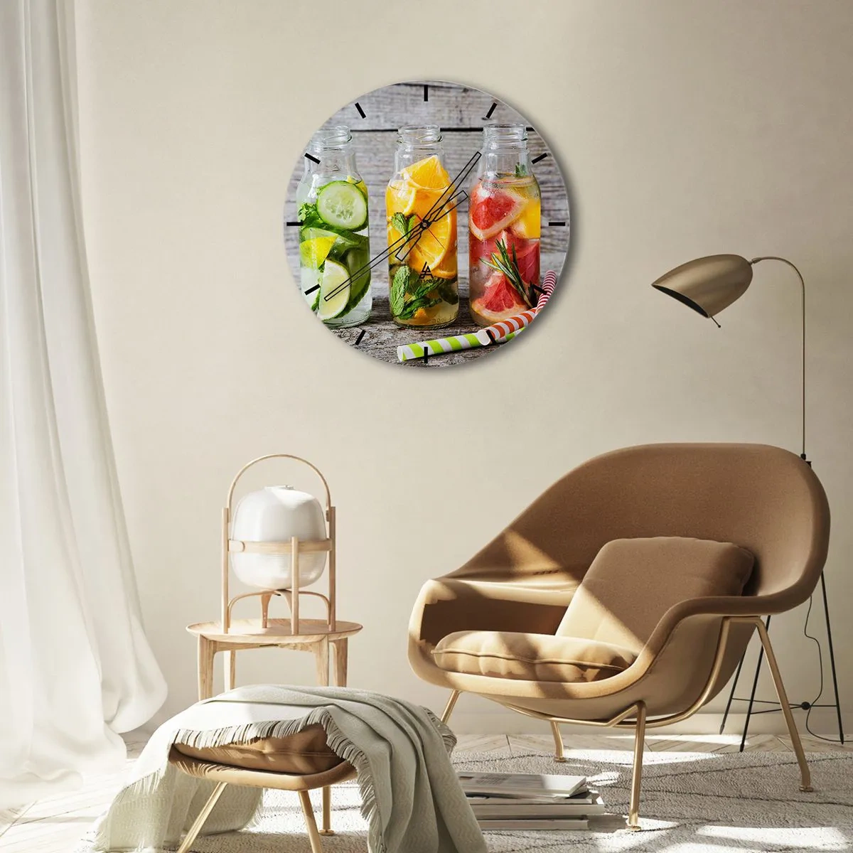Wall clock - Clock on glass - Healthy by Nature - 40x40 cm