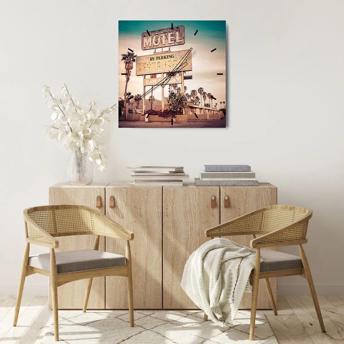 Wall clock - Clock on glass - The Time Stopped Here - 40x40 cm