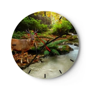 Wall clock - Clock on glass - Wlecome to my World - 40x40 cm