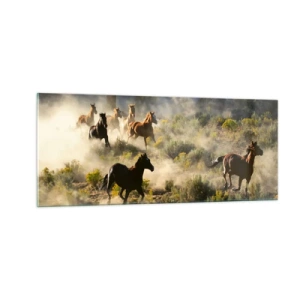 Glass picture - Rivalry - Freedom or Man Power? - 100x40 cm