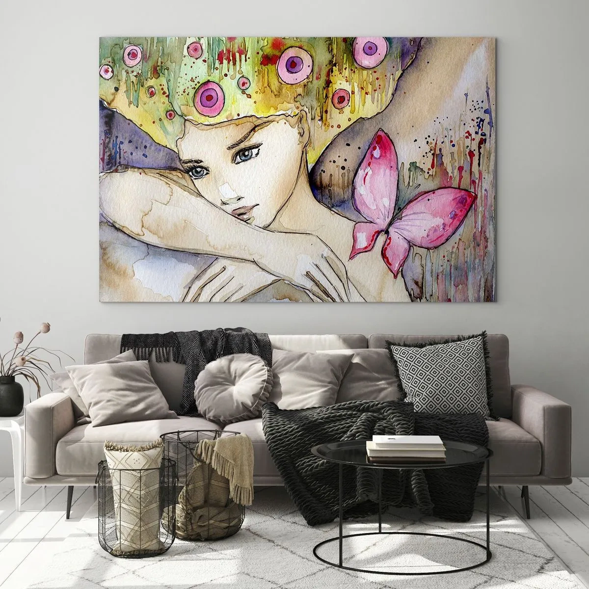 Glass picture - Butterfly Princess - 120x80 cm
