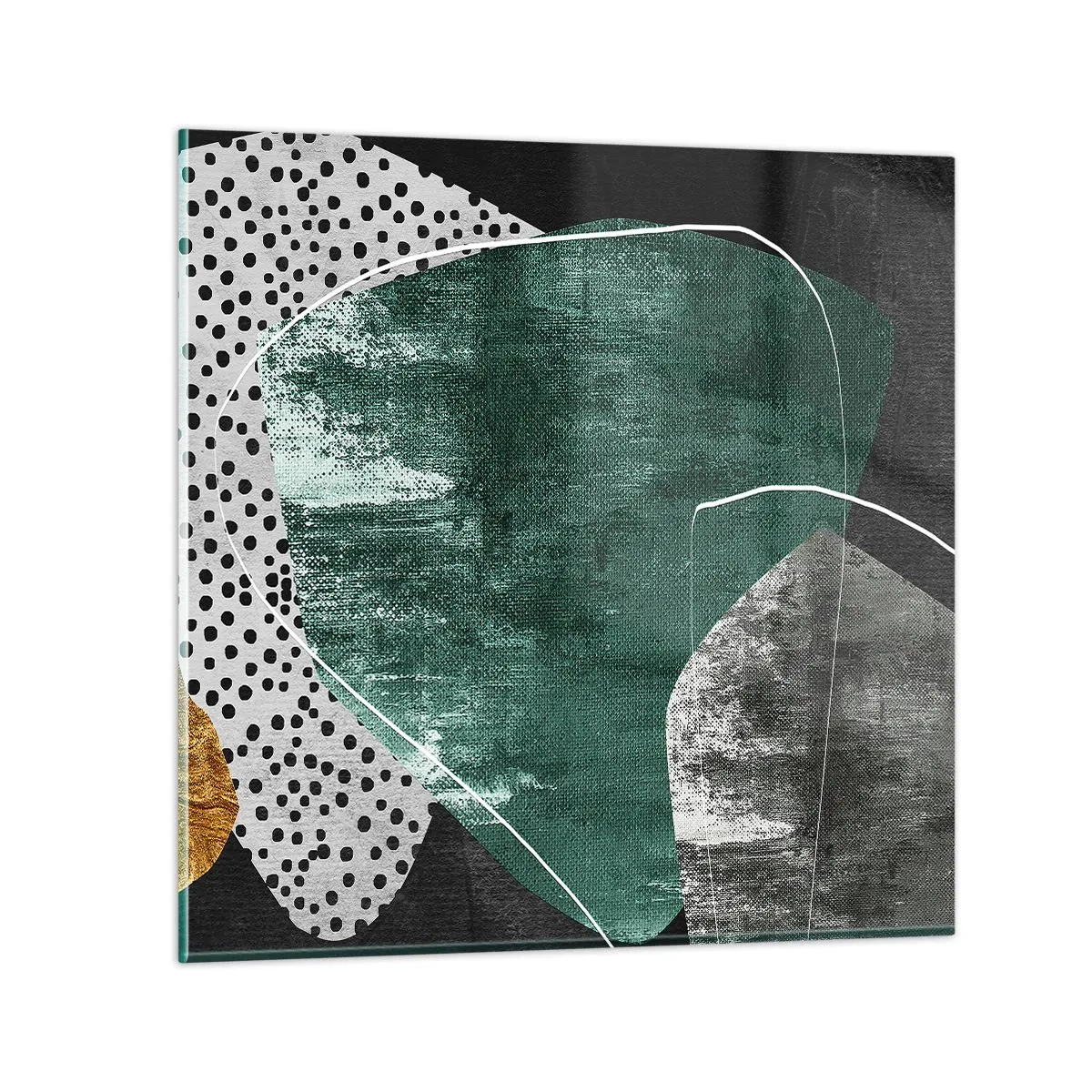 Glass picture - Colourful Abstract with a Golden Petal - 60x60 cm