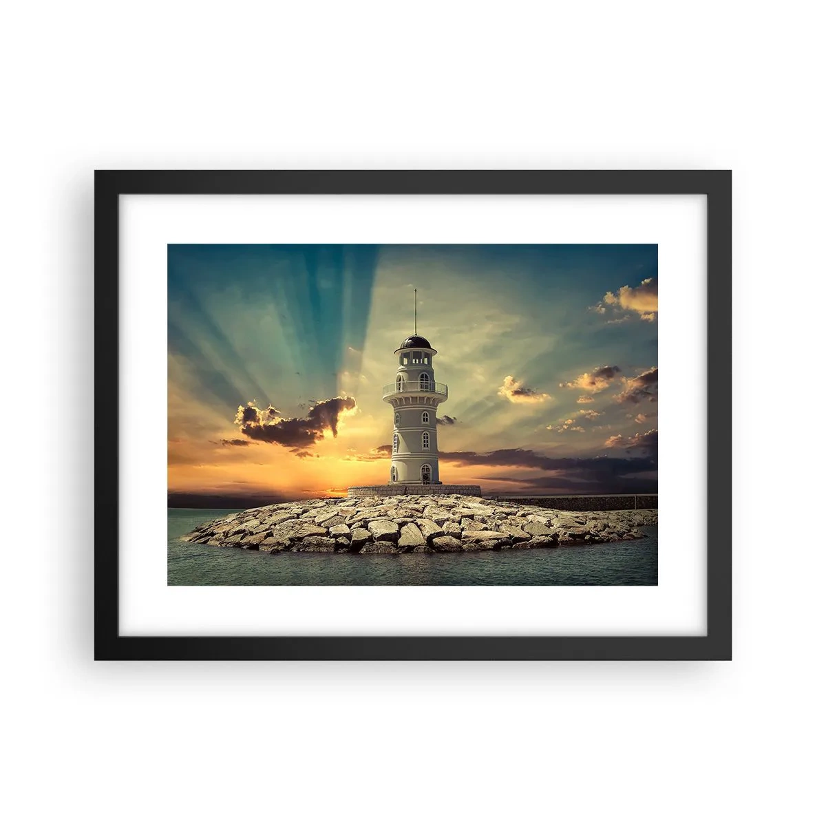 Poster in black frame - Light, Hope, Beauty - 40x30 cm