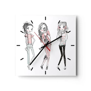 Wall clock - Clock on glass - There Will Be Fun - 40x40 cm