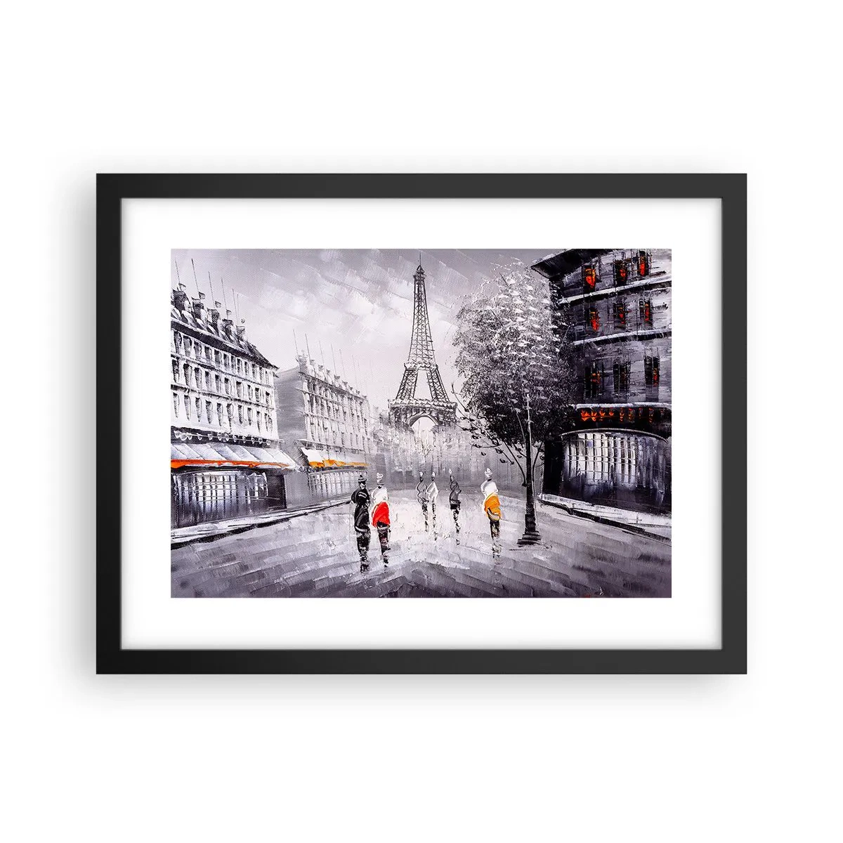 Poster in black frame - Parisian Walk - 40x30 cm