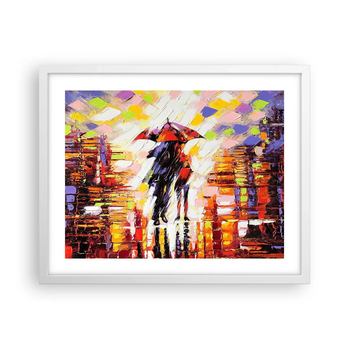 Poster in white frmae - Together through Night and Rain - 50x40 cm