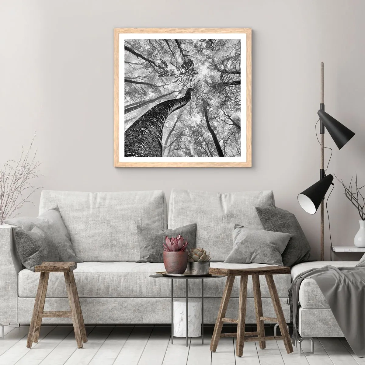 Poster in light oak frame - Race for the Light - 50x50 cm