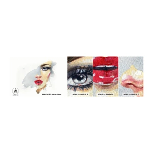 Photo Wallpaper Sample Standard Eco - Reflection in a Waterdrop - Woman's Face, Woman, Red lips - 100x30 cm