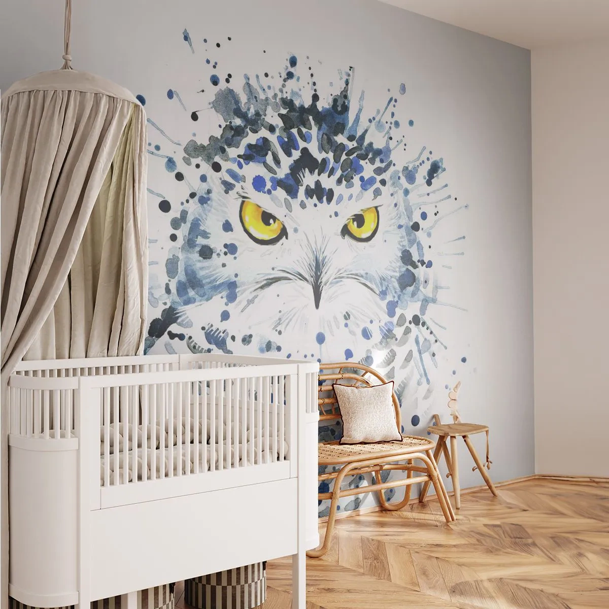 Photo Wallpaper Standard Eco - Straight in the Eyes - Bird, Owl, Animals - 400x280 cm