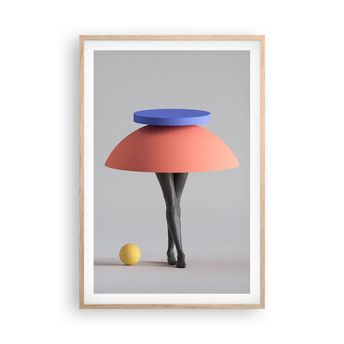Poster in light oak frame - Surrealistic Composition - 61x91 cm