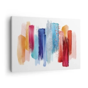 Canvas picture - Colorful brush strokes on a white background - 70x50cm - Up and Down - Modern wall decoration for the living room and bedroom ARTTOR