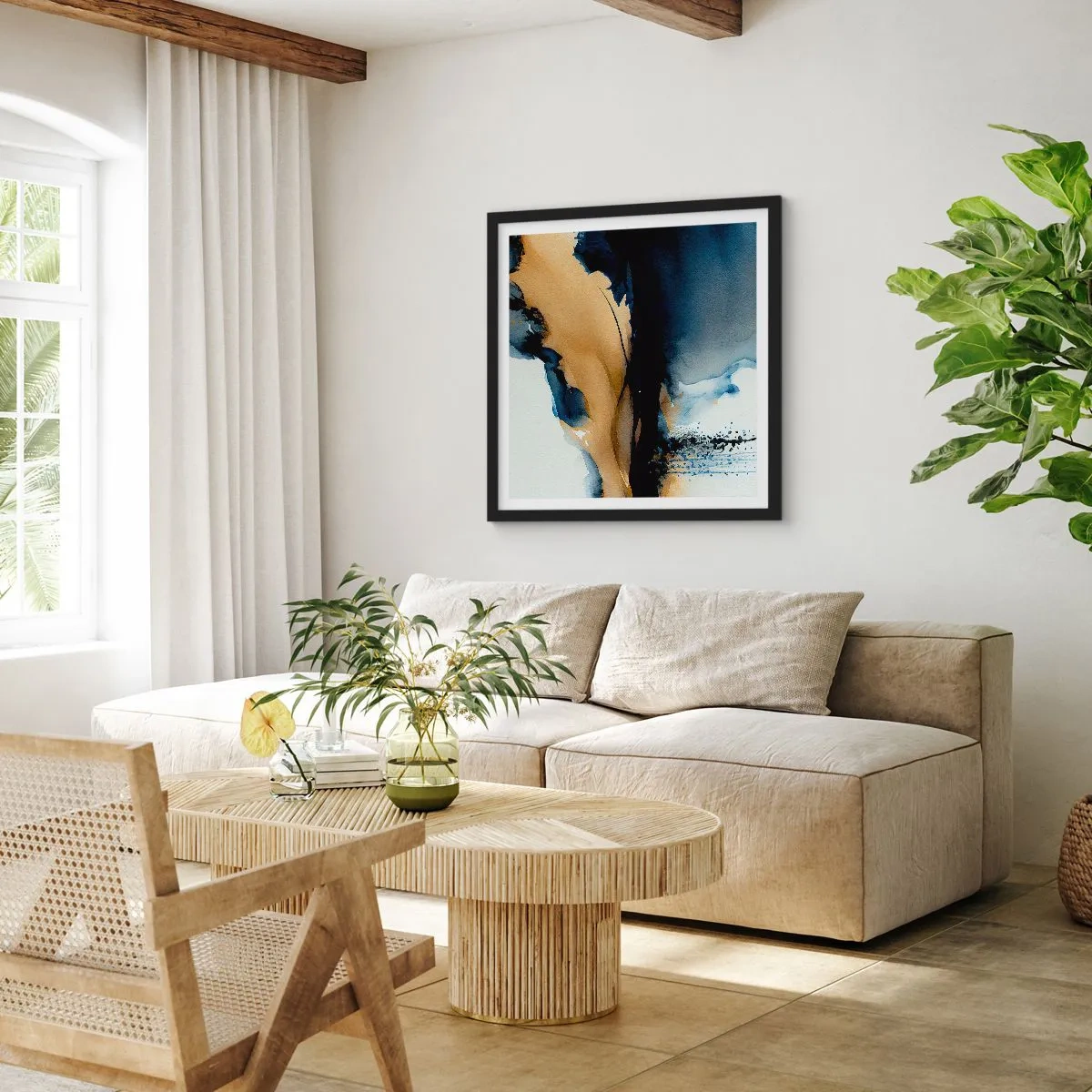 Poster in black frame - Behind the Curtain - 60x60 cm