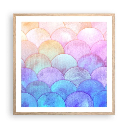 Poster in light oak frame - Pearl Scale - 60x60 cm